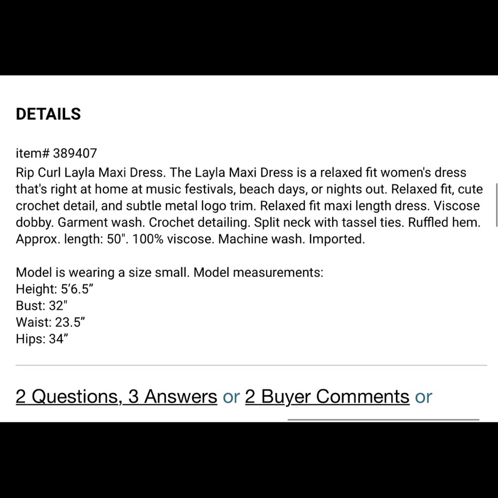 NWT Rip Curl Layla Maxi Dress - Picture 5 of 5